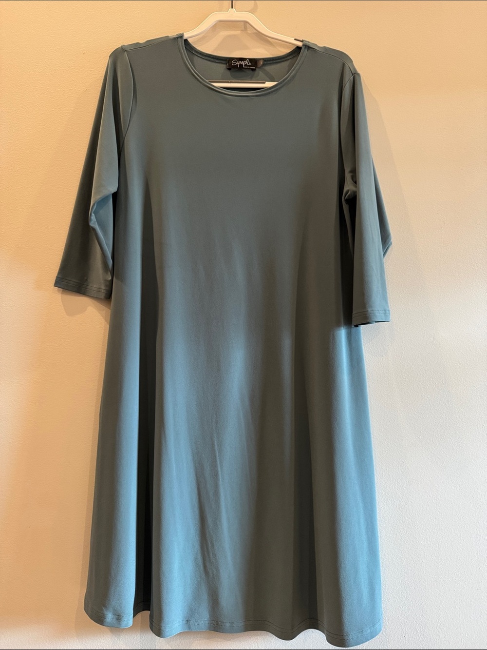 Sympli Sage green Midi A-Line Dress